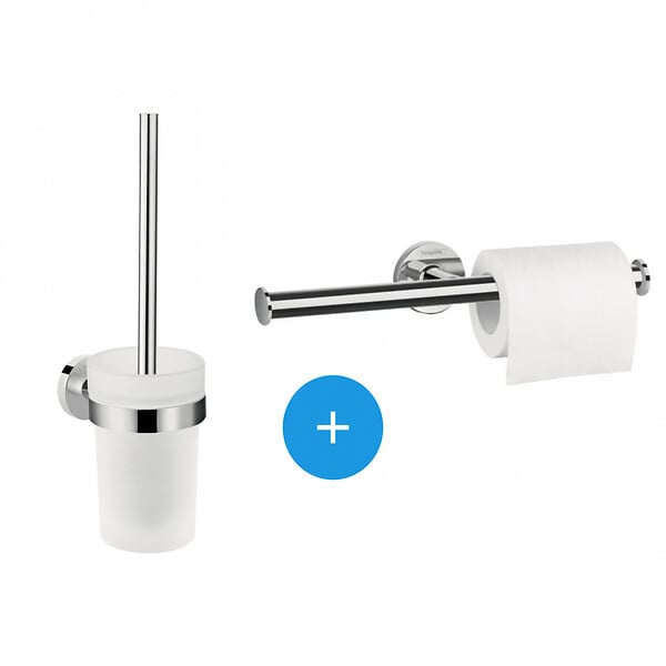 HANSGROHE - Hansgrohe Logis Universal Pack brosse WC + support de rouleau double, Chrome (41722000-DUOLOGIS2) - large