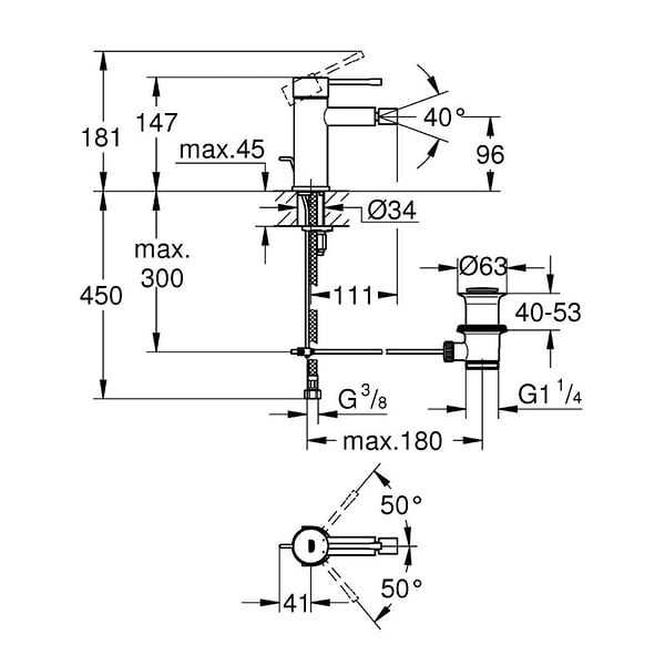 GROHE - Grohe Essence  Mitigeur monocommande 1/2" Bidet Taille S (32935001) - large