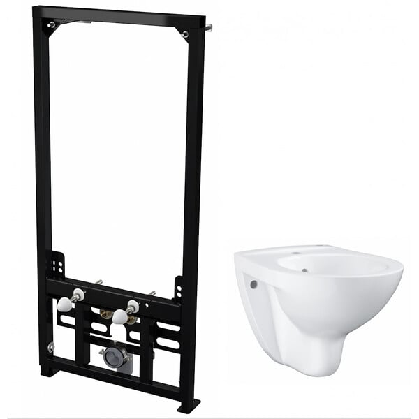 ALCA - Alca Pack Bâti support pour bidet suspendu + Bidet suspendu Grohe Bau Ceramic, blanc alpin (SetBidetGrohe-2) - large