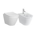 VITRA - Vitra  Set Integra WC sans bride + Abattant avec frein de chute en Duroplast + bidet suspendu et trop-plein, 35,5x54 cm, blanc - vignette