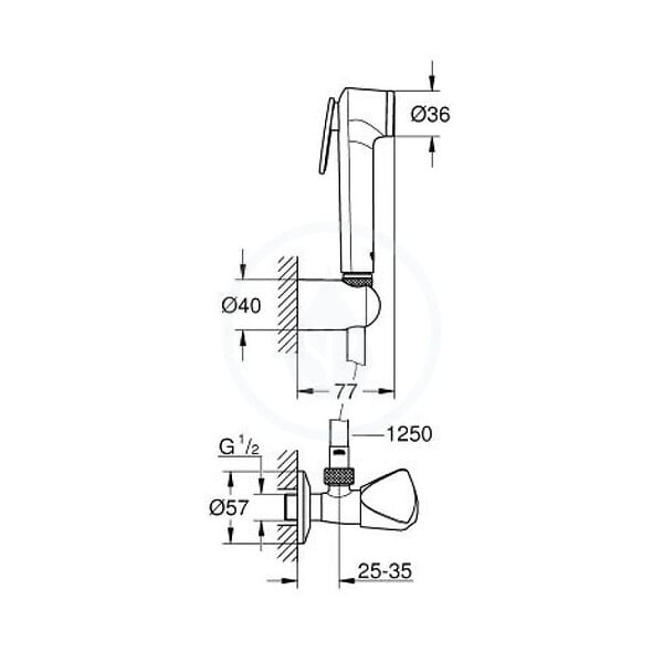 GROHE - Grohe Tempesta-F Trigger Spray 30 Ensemble avec robinet d'arrêt 1 jet, chromé (27514001) - large