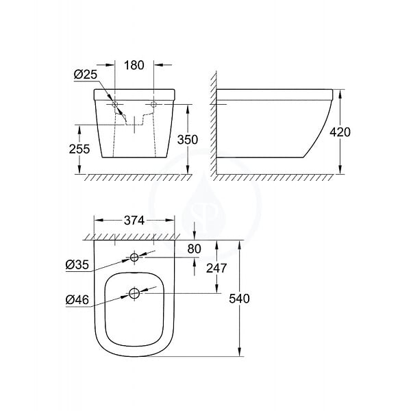ALCA - Alca Pack Bâti support pour bidet suspendu + Bidet suspendu Grohe, blanc alpin (SetBidetGrohe-1) - large