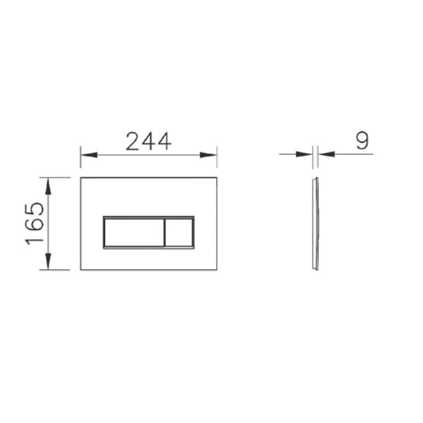 VITRA - Vitra  Root Square plaque de déclenchement double touche, chrome brillant (740-2380) - large