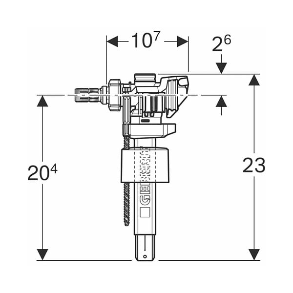 GEBERIT - Geberit 383 robinet flotteur pour réservoir encastré, entrée d’eau latérale, filetage laiton 3/8" (243.886.00.5) - large