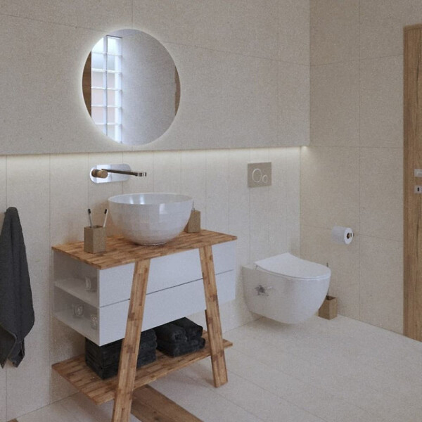 SWISS AQUA TECHNOLOGIES - Meuble de salle de bain sous lavabo Naturel Home 80x73x46 cm, blanc  (HOMEUMDB) - large