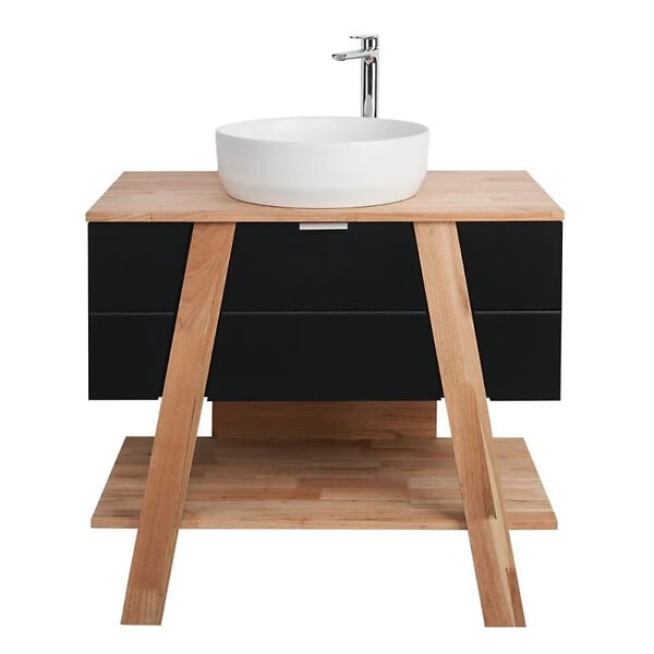 SWISS AQUA TECHNOLOGIES - Swiss Aqua Technologies Meuble de salle de bain sous lavabo Naturel Home 80x73x46 cm, noir  (HOMEUMDC) - large