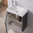 GODART - Meuble lave-mains complet couleur gris anthracite laqué avec mitigeur eau chaude / eau froide - vignette