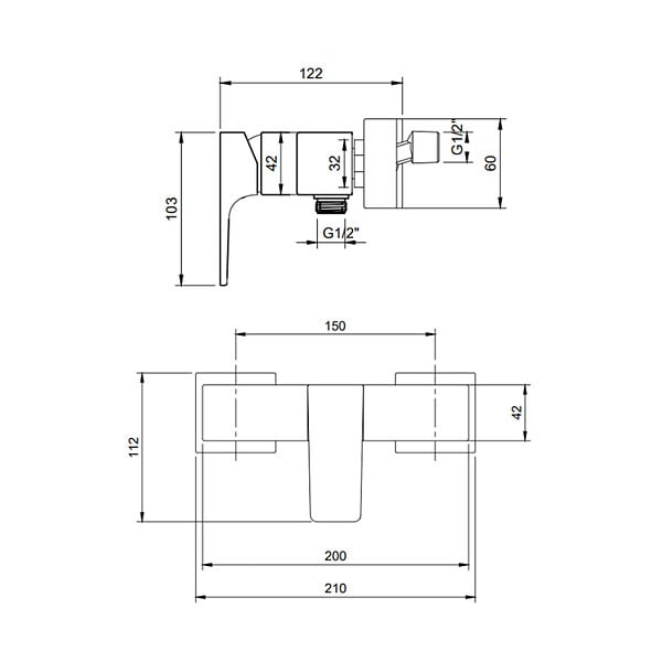 VILLEROY & BOCH - Villeroy & Boch Architectura Square Mitigeur Monocommande de douche  , Chrome (TVS12500100061) - large