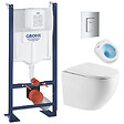 GROHE - Pack WC Bâti autoportant + WC sans bride Vortex SAT Fusion + Abattant softclose + Plaque Chrome - vignette