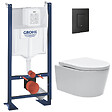 SWISS AQUA TECHNOLOGIES - Swiss Aqua Technologies Pack WC Bâti autoportant Rapid SL + WC SAT sans bride et fixations invisibles + Plaque Noir mat (ProjectSATrimless-KF0) - vignette