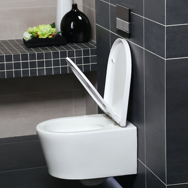SWISS AQUA TECHNOLOGIES - Swiss Aqua Technologies Pack WC Bâti autoportant Rapid SL + WC SAT sans bride et fixations invisibles + Plaque Noir mat (ProjectSATrimless-KF0) - large