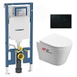 GEBERIT - Pack WC Bati Geberit extra-plat + Cuvette Swiss Aqua Technologies sans bride fixations invisibles + plaque (SLIM-Infinitio-A) - vignette