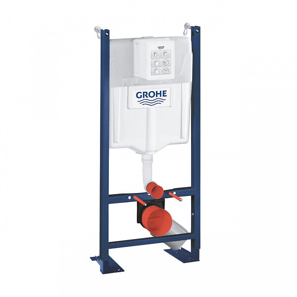 GROHE - Pack WC Bâti autoportant avec Cuvette Porcher rimless + Abattant + Plaque chrome (ProjectPorcher-1) - large