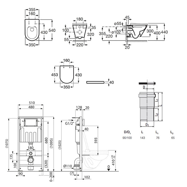 VILLEROY & BOCH - Pack WC Bâti Villeroy & Boch + WC Roca sans bride fixations invisibles + Plaque blanche + Habillage (ViConnectGap-2-sabo) - large