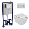 SWISS AQUA TECHNOLOGIES - Pack WC Bâti autoportant + WC Ideal Standard Tesi Aquablade sans bride + Plaque Chrome mat (SMART-Tesi-572) - vignette
