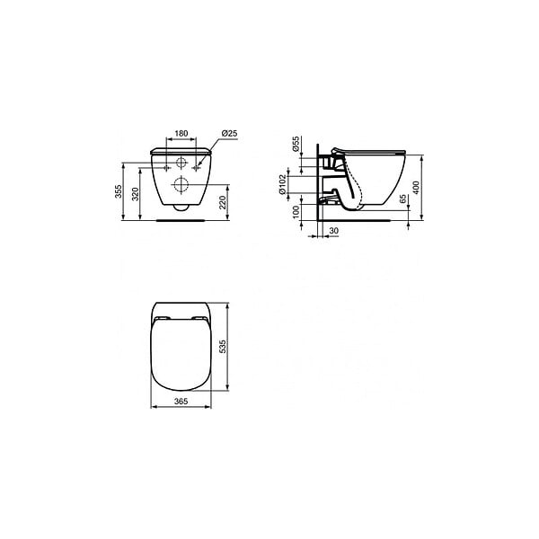 SWISS AQUA TECHNOLOGIES - Pack WC Bâti autoportant + WC Ideal Standard Tesi Aquablade sans bride + Plaque Chrome mat (SMART-Tesi-572) - large