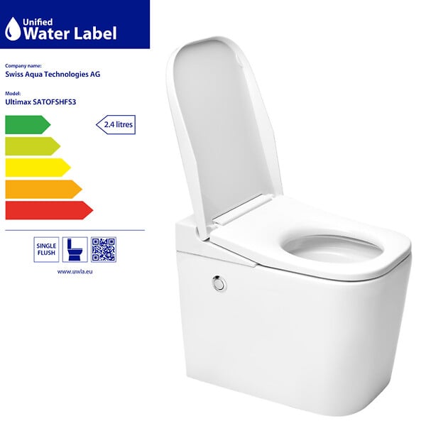 SWISS AQUA TECHNOLOGIES - Swiss Aqua Technologies Ultimax WC hybride avec réservoir intégré et abattant frein de chute (SATOFSHFS3) - large