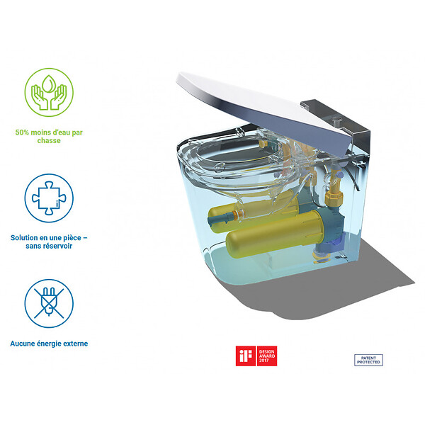 SWISS AQUA TECHNOLOGIES - Swiss Aqua Technologies Ultimax WC hybride avec réservoir intégré et abattant frein de chute (SATOFSHFS3) - large