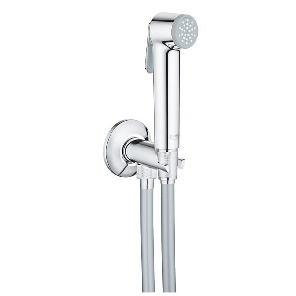 GROHE - Pack WC Bâti-support Rapid SL + WC sans bride Brevis + Abattant softclose + Douchette bidet + Plaque chrome - large