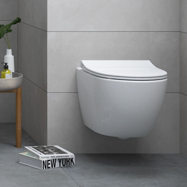GROHE - Grohe Pack WC Bâti autoportant + Cuvette Vitra Sento compacte sans bride + Plaque chrome (ProjectSentoRimlessCompact-2) - large