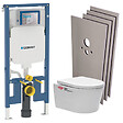 GEBERIT - Pack WC Bati Geberit extra-plat + WC Swiss Aqua Technologies sans bride + Abattant + Plaque + habillage (SLIM-SATrimless-F-sabo) - vignette