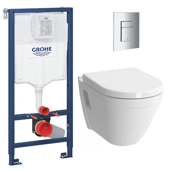 GROHE - Grohe Pack WC Rapid SL + cuvette VITRA S50 avec bride + abattant softclose + Plaque de commande Skate Chrome (GROHE-S50softclose) - large