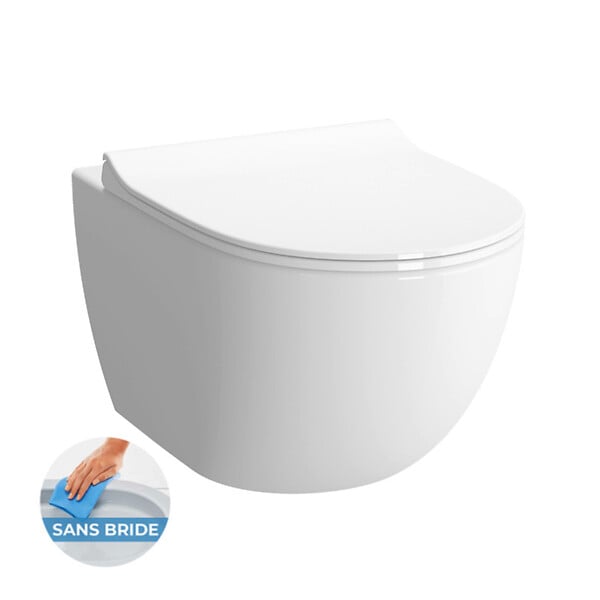 SWISS AQUA TECHNOLOGIES - Swiss Aqua Technologies Pack WC Bâti autoportant Rapid SL + WC sans bride Infinitio + Abattant softclose + Plaque chrome - large