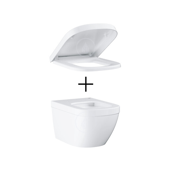 GROHE - Grohe Pack WC Euro Ceramic sans bride Triple Vortex blanc alpin + Rapid SL autoportant NF + plaque chrome (ProjectEuroCeramic-1) - large