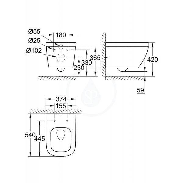 GROHE - Grohe Pack WC Euro Ceramic sans bride Triple Vortex blanc alpin + Rapid SL autoportant NF + plaque chrome (ProjectEuroCeramic-1) - large