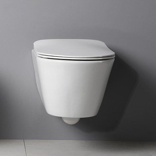 GEBERIT - Pack WC Bati-support Geberit + WC sans bride Avva + Abattant SoftClose + Plaque blanche + Set d'isolation phonique (AvvaGeb3SET) - large
