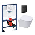GROHE - Pack WC Bâti-support Rapid SL + WC Swiss Aqua Technologies Infinitio sans bride + Plaque Noir mat (RapidSL082-Infinitio-KF0) - vignette