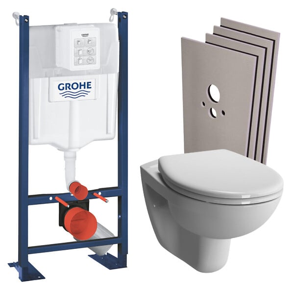 GROHE - Grohe Pack WC Bâti Autoportant Rapid SL + WC Vitra Normus + Abattant softclose + Set habillage + Plaque chrome - large