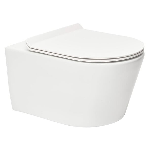 GROHE - Pack WC Bâti autoportant + WC sans bride SAT Brevis + Abattant ultra-fin softclose + Plaque chrome (ProjectBrevis-1) - large