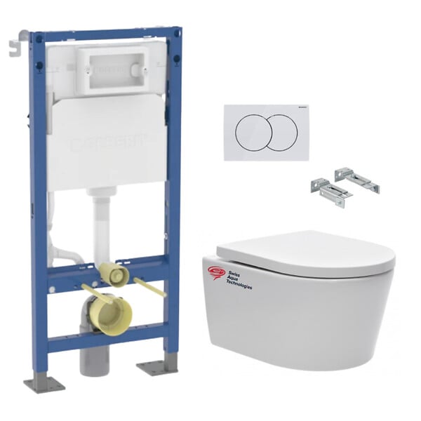 GEBERIT - Pack Bati Autoportant Geberit + WC sans bride Swiss Aqua Technologies + plaque (SATGEBXBPNEW) - large