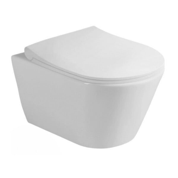 GEBERIT - Pack WC Bati-support Geberit Duofix UP100 + WC sans bride Lucco Avva avec fixations invisibles + Abattant softclose + Plaque - large
