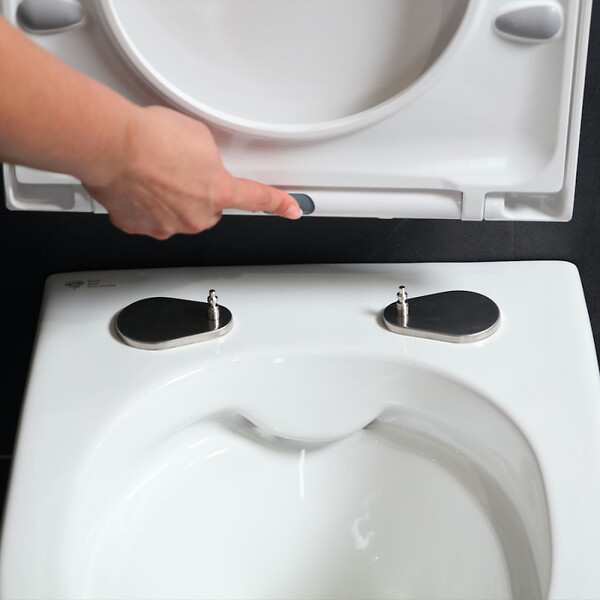 SWISS AQUA TECHNOLOGIES - Pack WC Rapid SL + Cuvette sans bride SAT, fixations invisibles + Plaque Noir mat - large