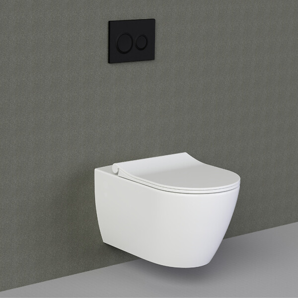 GROHE - Pack WC Bâti-autoportant Rapid SL + WC sans bride Bello + Abattant softclose + Plaque chrome (ProjectBello-1-SP) - large
