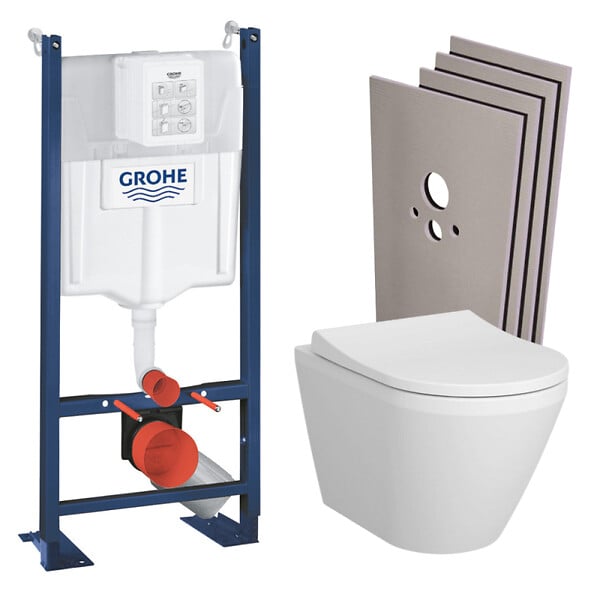GROHE - Pack WC Bâti Autoportant Rapid SL + WC sans bride Integra avec fixations invisibles + Abattant softclose + Set habillage - large