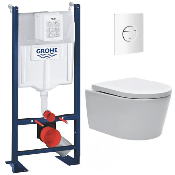 GROHE - Grohe Pack WC Rapid SL autoportant + WC sans bride SAT, fixations cachées + Plaque Nova - large