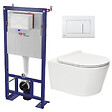 SWISS AQUA TECHNOLOGIES - Swiss Aqua Technologies Pack WC bâti-autoportant + WC SAT sans bride fixations invisibles + Abattant softclose + Plaque blanche (SMART-Brevis-M270) - vignette