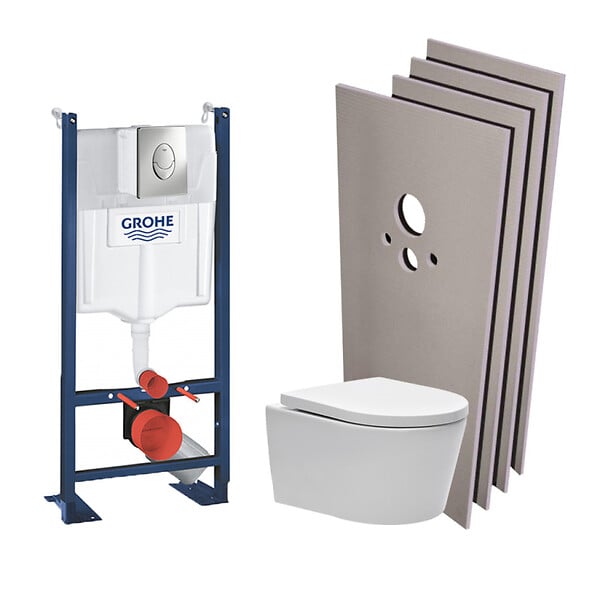 SWISS AQUA TECHNOLOGIES - Pack Rapid SL autoportant + cuvette sans bride SAT fixations cachées + plaque chrome + Set habillage - large