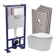 SWISS AQUA TECHNOLOGIES - Swiss Aqua Technologies Pack WC bâti-autoportant + WC SAT sans bride + Abattant softclose + Plaque blanche + Set d'habillage - vignette