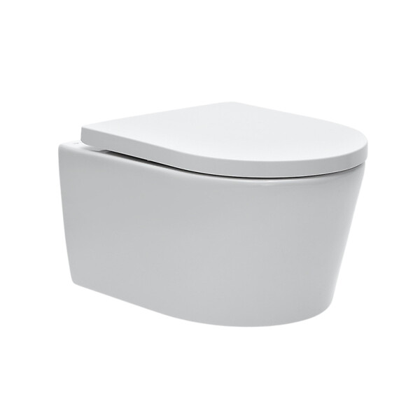 SWISS AQUA TECHNOLOGIES - Swiss Aqua Technologies Pack WC bâti-autoportant + WC SAT sans bride + Abattant softclose + Plaque blanche + Set d'habillage - large
