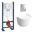 GROHE - Grohe Pack WC Bâti Rapid SL Autoportant + Cuvette Vitra Sento compacte + Abattant soft close + Plaque chrome (ProjectSentoCompact-2) - vignette