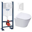 SWISS AQUA TECHNOLOGIES - Pack WC Bâti autoportant + WC sans bride SAT + Abattant frein de chute + Plaque Blanc Alpin - vignette