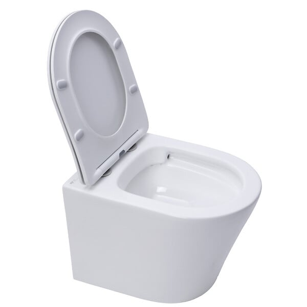 SWISS AQUA TECHNOLOGIES - Pack WC Bâti autoportant + WC sans bride SAT + Abattant frein de chute + Plaque Blanc Alpin - large
