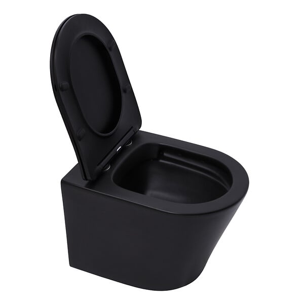 GROHE - Grohe Pack WC Bâti Solido + WC sans bride SAT Noir mat + Abattant frein de chute + Plaque chrome (AUTOPORTANT-BLACKINFINITIO-1) - large