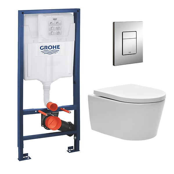 SWISS AQUA TECHNOLOGIES - Swiss Aqua Technologies Pack WC Rapid SL + cuvette sans bride SAT, fixations cachées + plaque Skate chrome - large