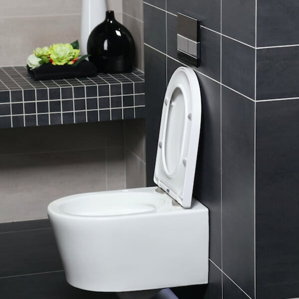 SWISS AQUA TECHNOLOGIES - Swiss Aqua Technologies Pack WC Rapid SL + cuvette sans bride SAT, fixations cachées + plaque Skate chrome - large