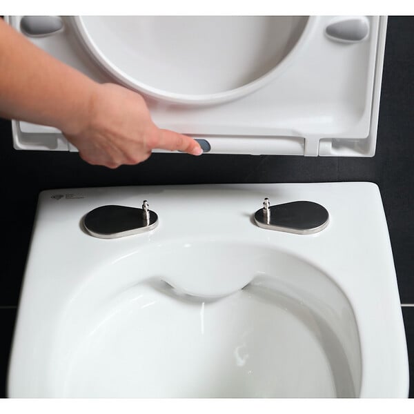 GEBERIT - Pack WC Bati Geberit UP100 + WC sans bride Swiss Aqua Technologies + Abattant softclose + Plaque Noir brillant - large